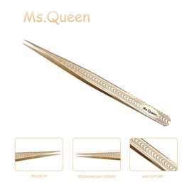 Ms.Queen Straight Tweezers for Eyelash Extensions-Precision Lashing Tweezers for Individual Volume Lashes Extensions