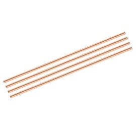QUARKZMAN Pack of 4 Pure Copper Round Rod 5 mm / 0.2 Inch Diameter 330 mm / 13 Inch Length Solid Copper Rod Turning Steel Bearing for DIY Metal Crafts Metal Working Hobbies