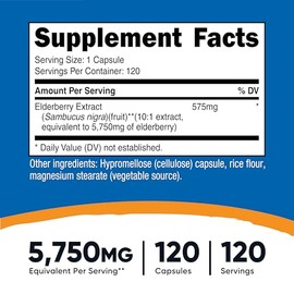 Nutricost Elderberry Capsules 575mg (120 Capsules) - Black Elderberry, Vegetarian, Gluten Free and Non-GMO Supplement