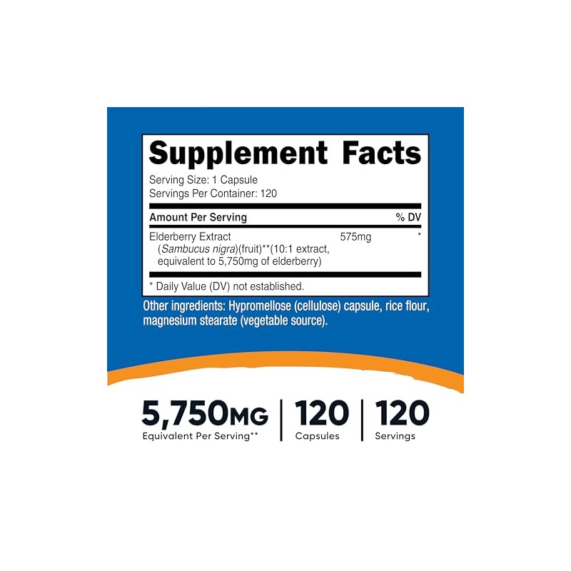 Nutricost Elderberry Capsules 575mg (120 Capsules) - Black Elderberry, Vegetarian,