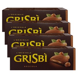 Grisbi Hazelnut Shortbread by Pasticceria Matilde Vicenzi, Hazelnut Cream Filled Patisserie Pastry Cookie, All-Natural, Kosher Dairy, Made in Italy, 4.76oz (135g) Box, 4-Pack