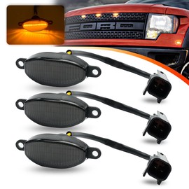 Smoked Lens Amber LED Raptor Lights for 2010-2014 Ford F150 SVT Raptor Pick Up 2017-2019 Ford Raptor Pick Up Front Grille Daytime Driving Running Light Kits F-150 Bumper DRL Lamps