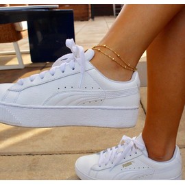 Foyjoey Dainty Ankle Bracelets for Women 18K Gold Plated Layered Twisted Beaded Chain Anklets Simple Everyday Stacking Anklet Bracelet Minimalist Summer Beach Foot Jewelry