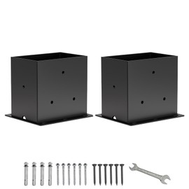 4×6 Post Base 2 Pcs,Deck Post Brackets,Inner Size (3.6" x5.6“Heavy Duty Powder-Coated Steel Post Bracket Fit for Outdoor Pavilion, Deck Railing,Support Deck Base Plate,Pergola