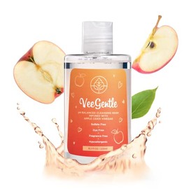 VeeFresh - VeeGentle jabón íntimo femenino con vinagre de manzana y pH Equilibrado - Limpiador Vaginal Suave y Calmante de 250 ml para Mujeres - Higiene Femenina Hipoalergénica para Control de Odores