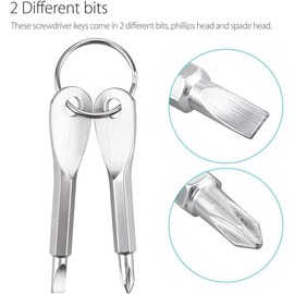 4 Pack Portable Keychain Screwdriver Stainless Steel Multi-Function Key Rings Screwdriver Mini Screwdriver Tool Set Hand Tools Kit