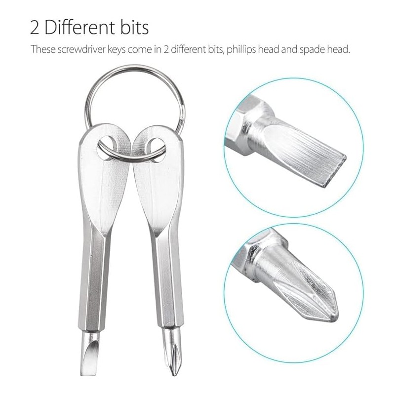 4 Pack Portable Keychain Screwdriver Stainless Steel Multi-Function Key Rings