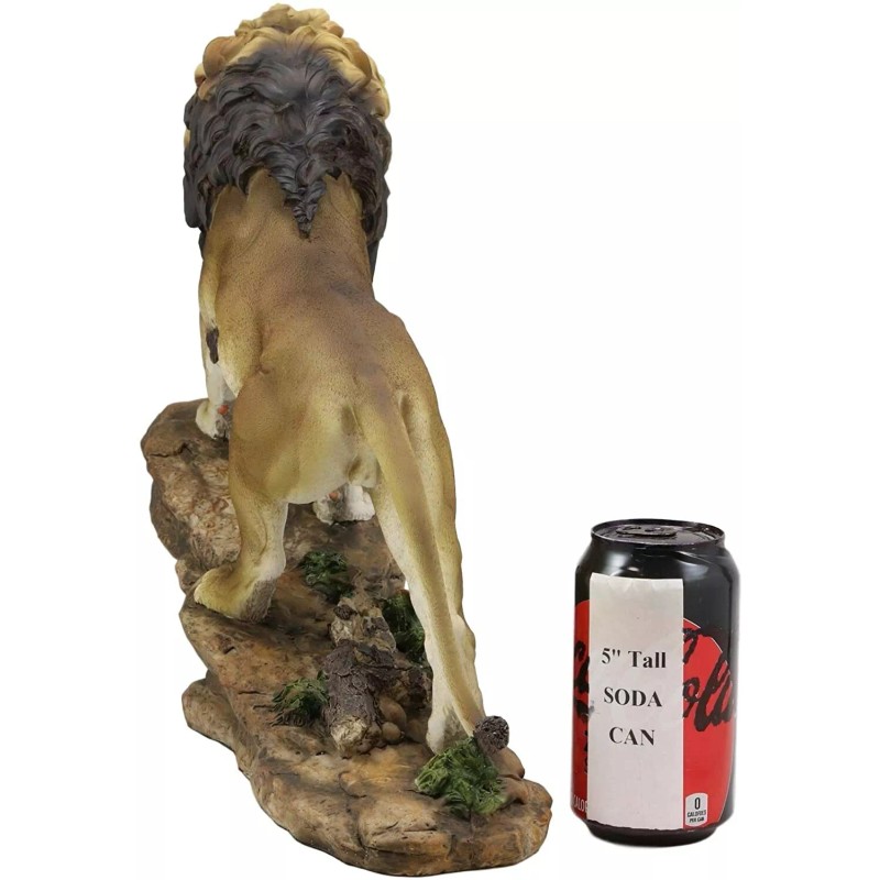 Large African Wildlife Lion Ascending On Pride Rock Statue 16.25"L