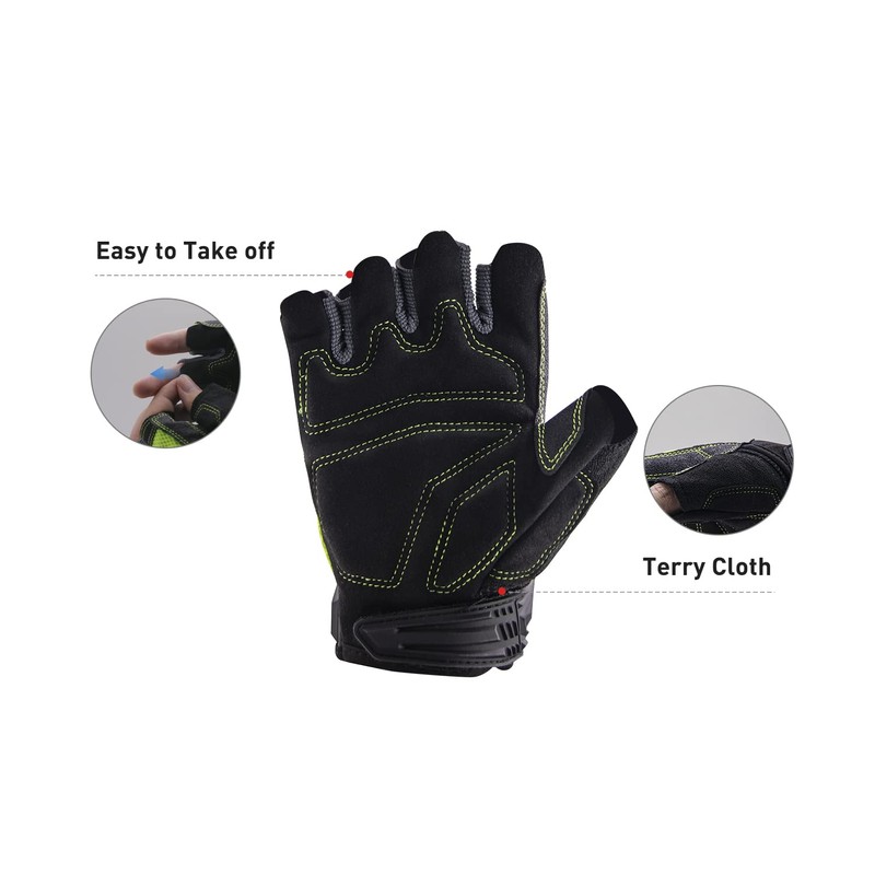 HANDLANDY Fingerless Work Gloves Men Half Finger Work Glove Grip