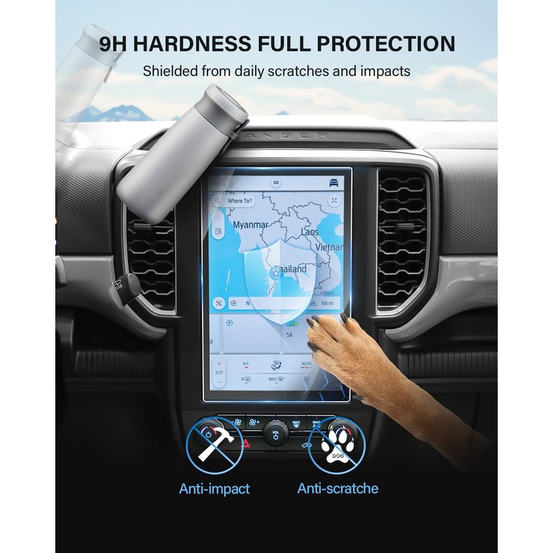 WEIPIN For 2024-2025 Ranger (XL/XLT) Screen Protector 10.1 Inch Glossy