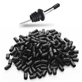 200 PCS Pourers Dust Covers Black Pourer Cap Rubber Caps Olive Oil Liquor Bottle Pour Spout Cover Pour Dispenser Spout Dust Covers(Not Include the Spout)