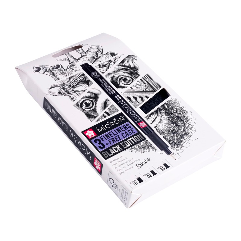 Sakura Pigma Micron Fineliner Set of 3 + Case Waterproof