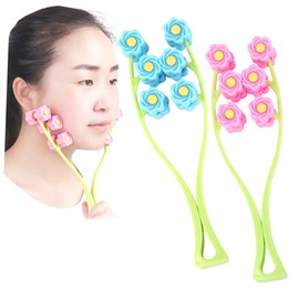 SAFIGLE 2pcs Face Roller Massager Manual Facial Massage Tool for Chin Toning Relaxation Durable Construction for Home the Go Use