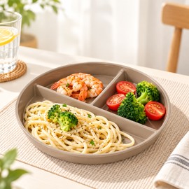 4pcs Round Divided Dinner Plate – Reusable Portion Control Food Plate for Kids, Meals, Fruit & Salad