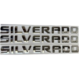 3PCS Badge Emblems for Silverado 2007-2020 for Silverado, Sierra, and Canyon - Fits 1500, 2500HD, and 3500HD Models (Chrome Silver)
