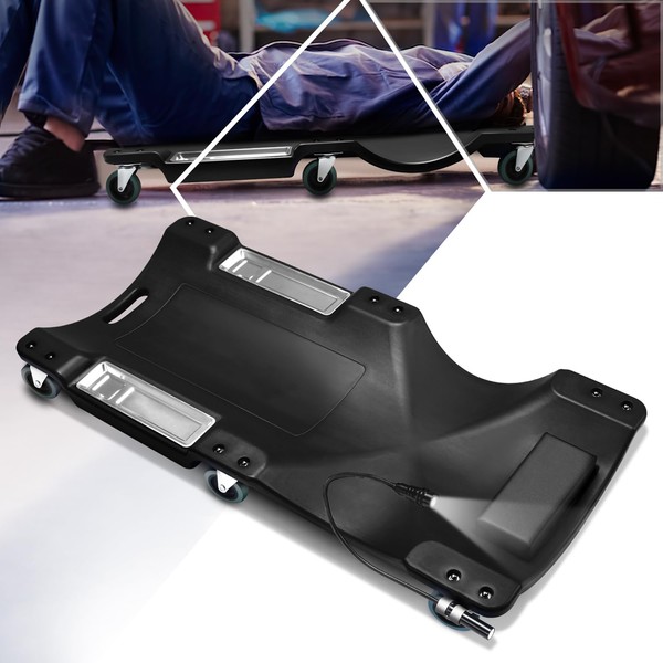 PM PERFORMOTOR 40 Inch Plastic Rolling Garage Creeper with Padded