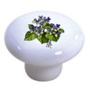 Set of 2 Violets Floral Ceramic Cabinet Drawer Pull Knobs