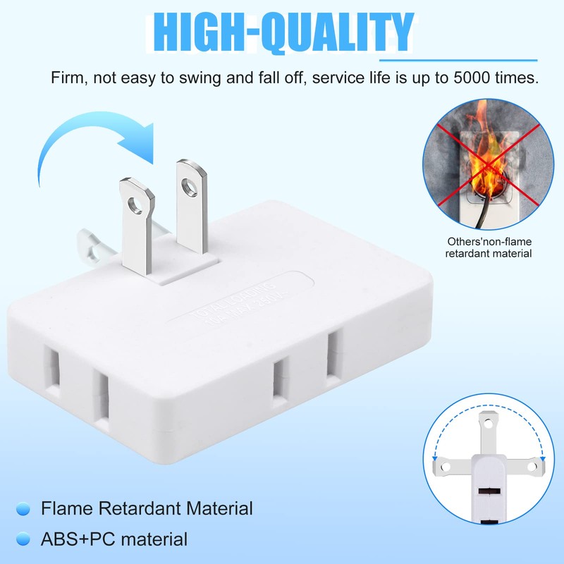 3 Pack AC Flat Wall Outlet Extender Flat Plug Adapter