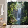 Tropical Waterfall Shower Curtain Green Forest Rainforest Lake Tree Leaf