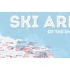 US Ski Resorts Map 24x36 Poster (White & Light Blue)