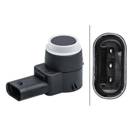 HELLA 6PX 358 141-371 Sensor, Parking Aid - Angled - 3-Pin - Plucked - Paintable - with Mounting Ring