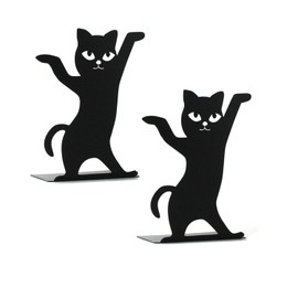 Decorative Bookends, Black Cat Book Ends Heavy Book Supports, Non-Skid Book Stoppers Unique Bookends Decor for Office Home School Desk 1pair L4.53 x D2.95 x H 6.89"