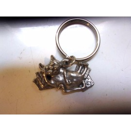 Unbranded 1996  Pewter KITTY CAT  WITH  ON HER BACK KEY CHAIN NEW OLD STOCK 2" LONG #13