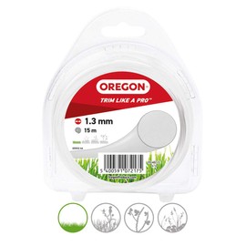 Oregon Trimmer Line for Grass Trimmer, Replacement Mowing Line for Brush Cutters & Brush Cutters, Universal Brush Cutter Accessories, Round All-Purpose 1.3 mm Trimmer Line, 1.3 mm x 15 m Spool, White