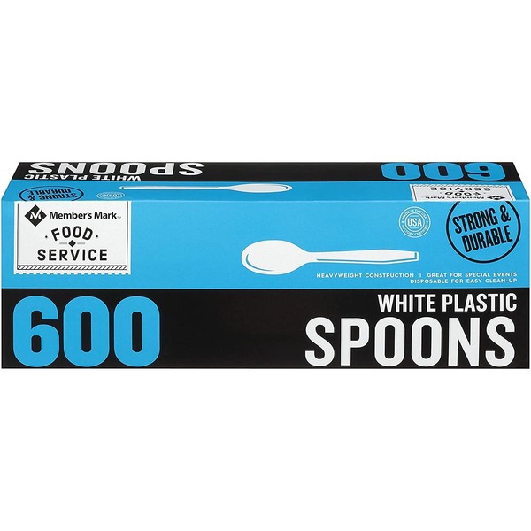 Concord Import Member S Mark White Plastic Spoons (600 Ct.) Wholesale, Cheap, Discount, Bulk (1 - Pack), 900240