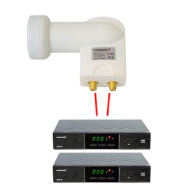 Premium X Twin LNB Digital SAT for 2 Subscribers White 2-Way Satellite Receiver Head 0.1 dB DVB-S2 HDTV 4K 8K Weather Protection