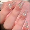 Clear Acrylic Press-On Nails with Holographic Glitter, Long Coffin Shape,