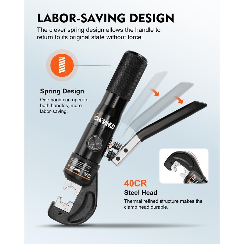 CHANHYD Hand Operated Hydraulic Crimping Tool Hydraulic Cable Lug Crimper