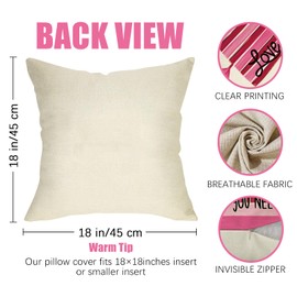 Fahrendom Hello Valentine's Day Decorative Throw Pillow Covers 18 x 18 Set of 4, Pink Red Heart Arrow Love is All You Need Outdoor Pillowcase, Stripes Anniversary Wedding Cushion Case Home Decor