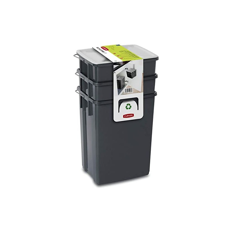 CURVER 2 x 10L + 6L Wheelie Bins - Multi-Colour
