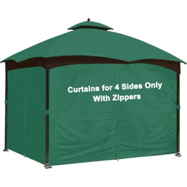 SCOCANOPY Forest Green 10' x 12' Gazebo Privacy Curtain Set Fit for Lowe's Allen Roth 10X12 Gazebo Model #GF-12S004B-1 / GF-12S004BTO/ TPGAZ17-002/TPGAZ2303
