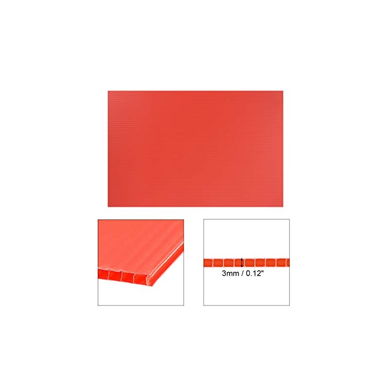 sourcing map Corrugated Plastic Sheets,3mm Red Blank Yard Lawn Signs,8