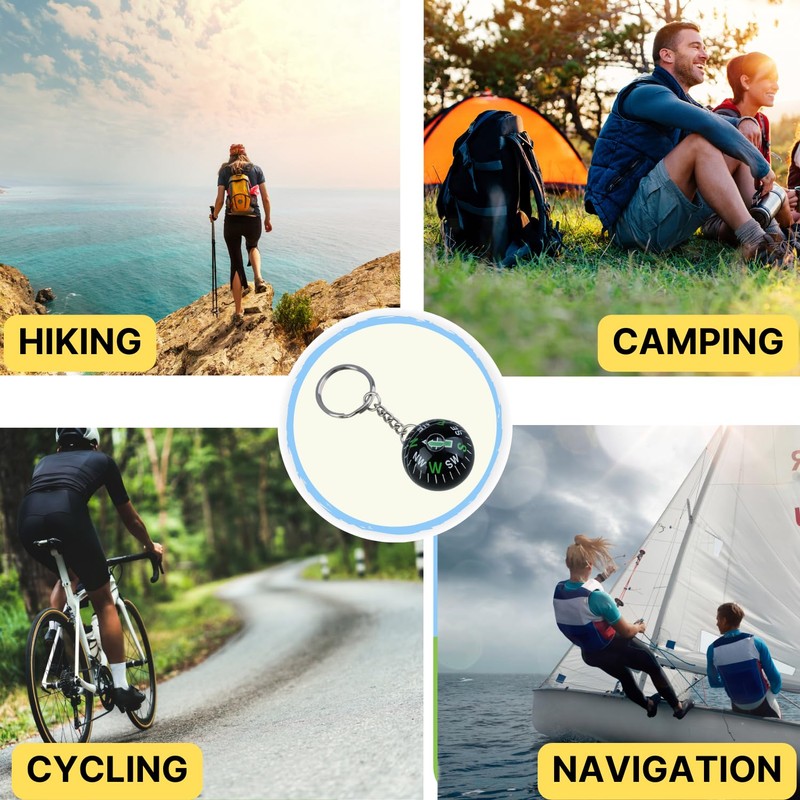 Ace Camp Munkees Ball Compass Keychain, Small Useful Outdoor Tool