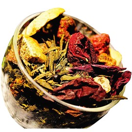 Chinese Tea Culture Raspberry Blackberry Green Tea, sweet fruity and nippy, soft and mild, not only a feast for the eyes but also a very special taste experience, delicious to enjoy hot or iced, Loose Leaf Tea - 2oz