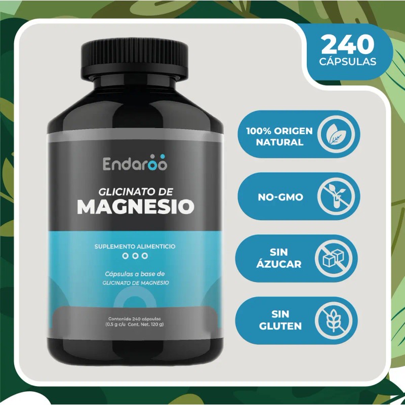 Glicinato Magnesio 500 240 Cápsulas Sabor