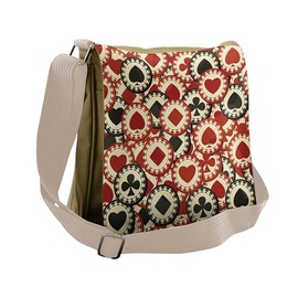 Lunarable Casino Messenger Bag, Poker Chips Wealth, Unisex Cross-body
