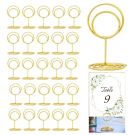 Table Number Holders, 25Pcs Place Card Holder for Tables, Menu & Photo Holder, Table Cards Holders, Mini Table Number Stands Short Place Card Holder for Wedding, Party, Office Desk Menu Clips(Gold)