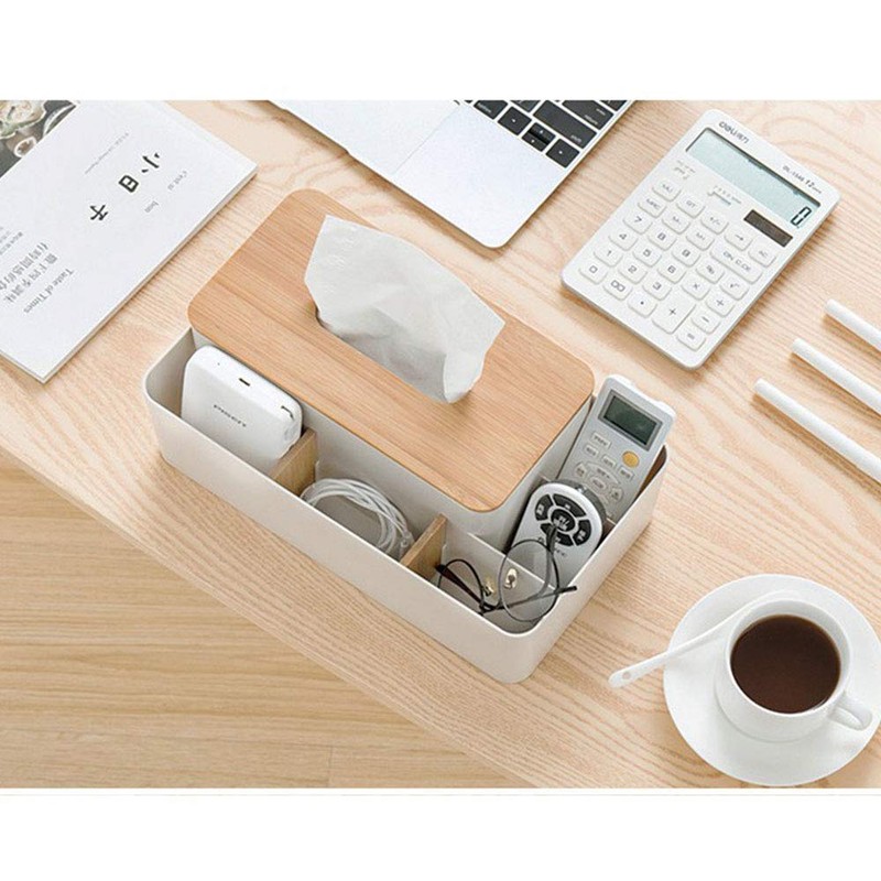 Tissue Box Holders Rectangular Bamboo Cap Tissue Cover Box Dispenser