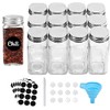 ROYALHOUSE 12 Pcs Glass Spice Jars/Bottles - 4oz Empty Square Spice Containers with Spice Labels and Airtight Metal Caps with Shaker Lids