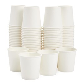 Sparkle and Bash 100 Pack Disposable Mini Paper Cups for Espresso, Mouthwash, Tea, Coffee (4oz, White)