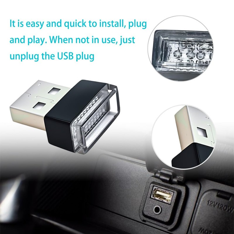 QKWL 4PCS Car Interior Mood Lighting, Ambient Lighting Car, USB