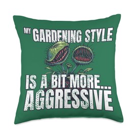 Carnivore Plant Lover - Gardening Style - Venus Fly Trap Throw Pillow
