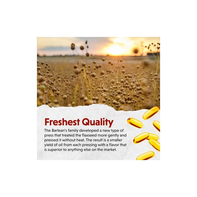 Barlean's Organic Oils Fresh Flax Oil Softgels, 100 Count Bottle
