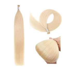 I Tip Extensions Real Hair I Tip Hair Extensions Keratin Bonding Extensions 40 g Real Hair (45 cm #60 Platinum Blonde)