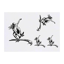 4 x 'Skater Girl' Temporary Tattoos - Water Resistant, Skin-Safe, Non-Toxic Transfers, Mixed Sizes (TO00043987)