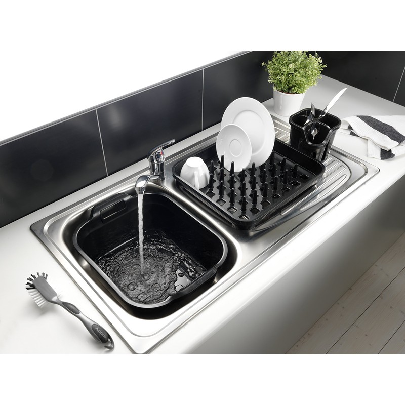 Addis 517939 Cutlery Utensil Drainer Caddy with 4 Compartments, Black,